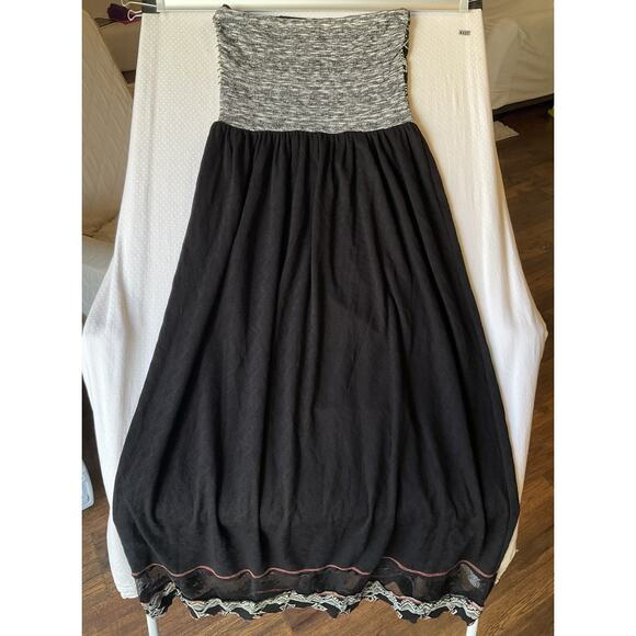 Scrapbook Women Midi Dress M Black Rayon Geometric A-Line Bohemian Embroidered - Picture 10 of 10